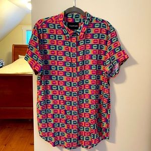 Wildfang Colorful Lip Pattern Button Down Shirt
